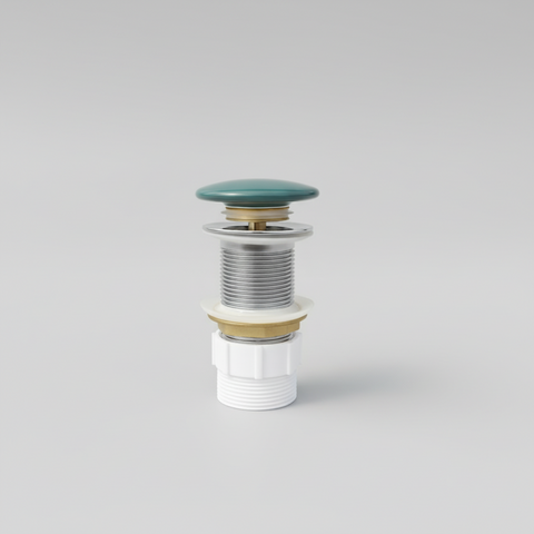 Claya - Matte green Pop-Up Waste, 32mm Non-Overflow Ceramic Cap