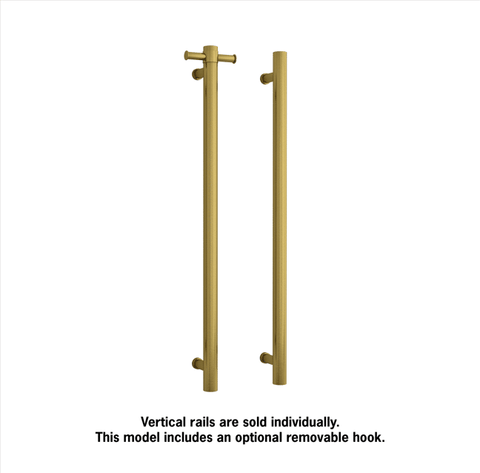 Thermogroup - Polished Stainless Steel Round 240Volt Vertical Single Heated Towel Rail W142xH900xD100mm