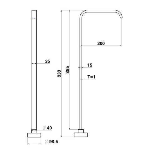 Alpine - Cube Freestanding Black Bath Spout