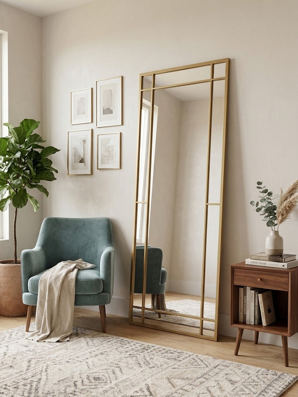 Kensington- Brushed Bronze Iron framed Mirror 180 x 70cm