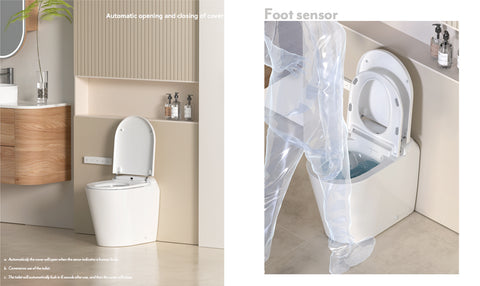 Lafeme AutoLux smart toilet close-up, rimless bowl design