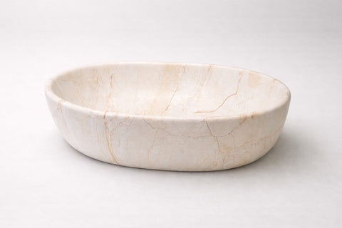 Claya - Serra 48 Oval Basin, Matte Beige Stone-Look Ceramic