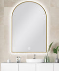 Carysil Arch 3 Color Lighting Gold Framed LED Mirror Touch Sensor Switch Defogger Pad 600*900mm