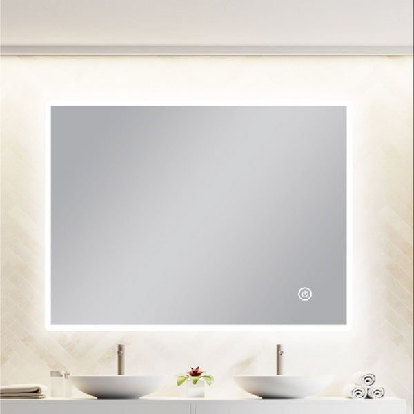 Aqua Perla - Carysil Square Round Edged 3 Color Lighting Frontlit LED Mirror Touch Sensor Switch Defogger Pad 900*750mm