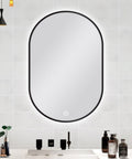 Carysil Oval 3 Color Lighting Black Framed Backlit LED Mirror Touch Sensor Switch Defogger Pad 600*900mm