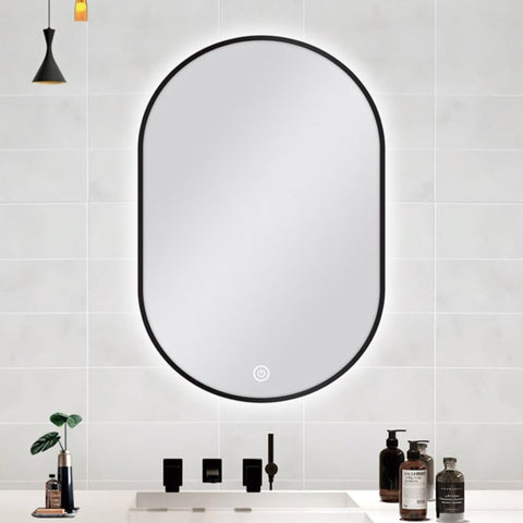 Carysil Oval 3 Color Lighting Black Framed Backlit LED Mirror Touch Sensor Switch Defogger Pad 600*900mm