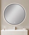 Carysil Round 3 Color Lighting Black Framed LED Mirror Touch Sensor Switch Defogger Pad 750mm