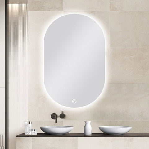 Carysil Oval 3 Color Lighting Backlit LED Mirror Touch Sensor Switch Defogger Pad 600*900mm