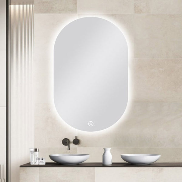 Aqua Perla - Carysil Oval 3 Color Lighting Backlit LED Mirror Touch Sensor Switch Defogger Pad 600*900mm