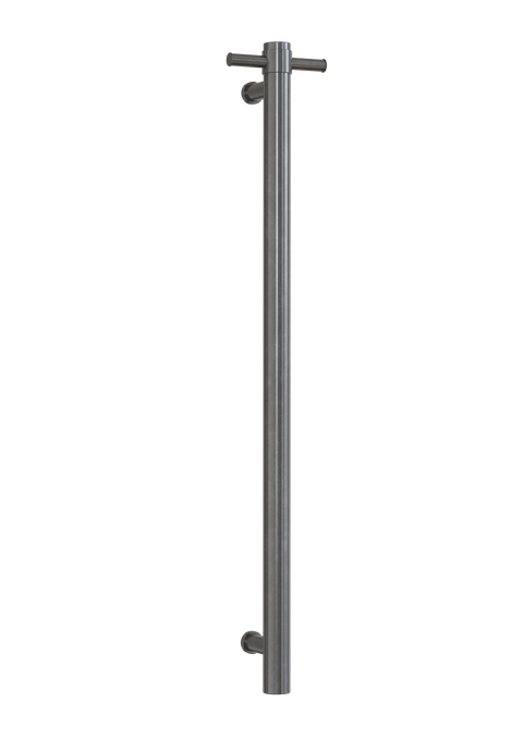 Thermogroup - Brushed Brass Round Vertical Single Heated Towel Rail W142xH900xD100mm