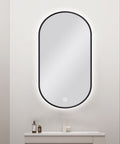 Carysil Oval 3 Color Lighting Black Framed Backlit LED Mirror Touch Sensor Switch Defogger Pad 450*900mm