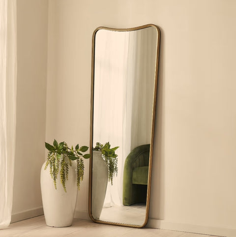 Maison - Brushed Bronze Curved Metal framed Full Length Mirror 170cm x 70cm