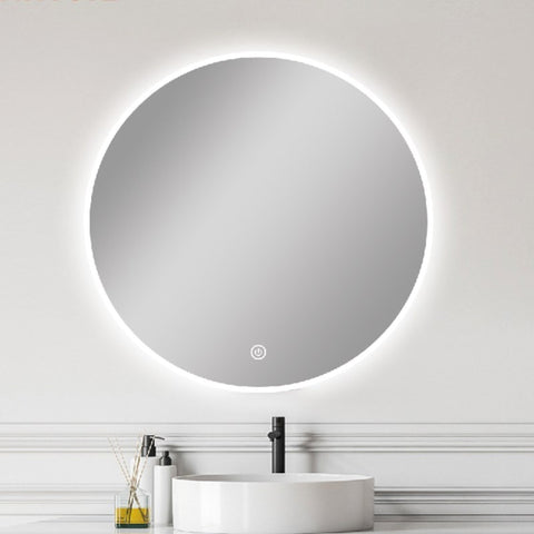 Carysil Round 3 Color Lighting Backlit LED Mirror Touch Sensor Switch Defogger Pad 900mm
