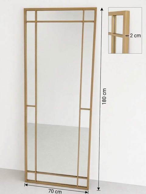 Kensington- Brushed Bronze Iron framed Mirror 180 x 70cm