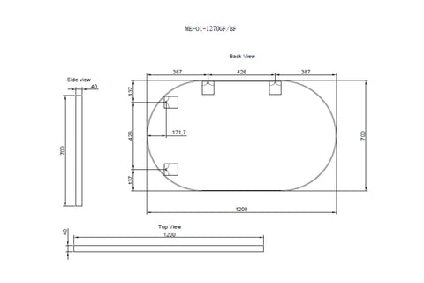 Aqua Perla - Brushed Copper Framed Oval Plain Mirror 1200*700mm