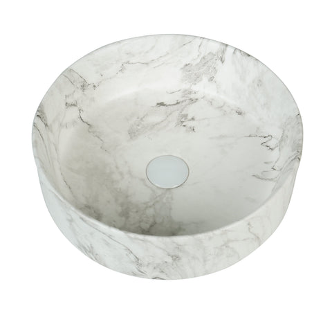 Claya - Mira 40 Matte White Carrara Round Basin, 400mm