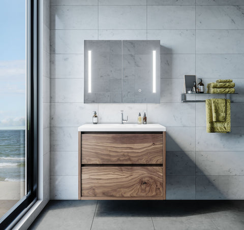 Remer - Amber LED Shaving Cabinet Mirror  750 to 1500 Width