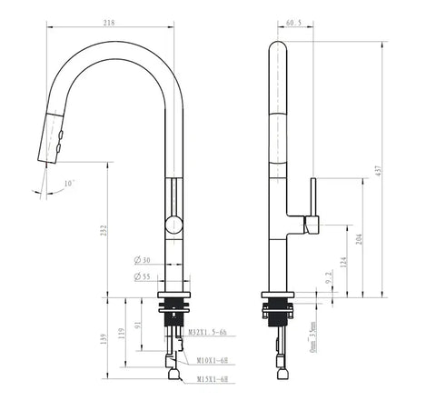 Modern National - Bentley Pullout Kitchen Mixer Brushed Nickel