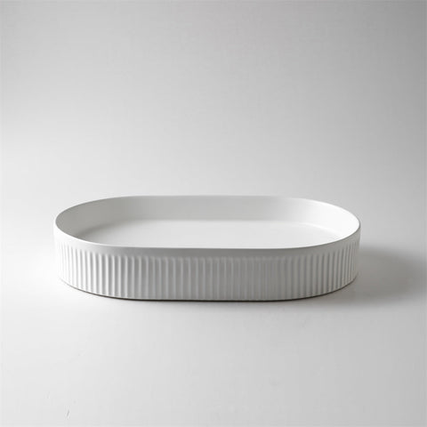 Claya - Pill-58-fluted-MW Pill Shaped Basin, Matte White