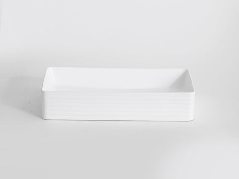 Claya - RT-6034 Fluted Rectangular Basin, Matte White