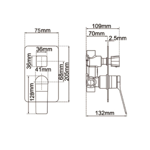 Aqua Perla - Rushy - Black Diverter Mixer