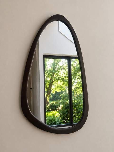 Zambia Walnut Pebble Wall Mirror  55 x 90cm