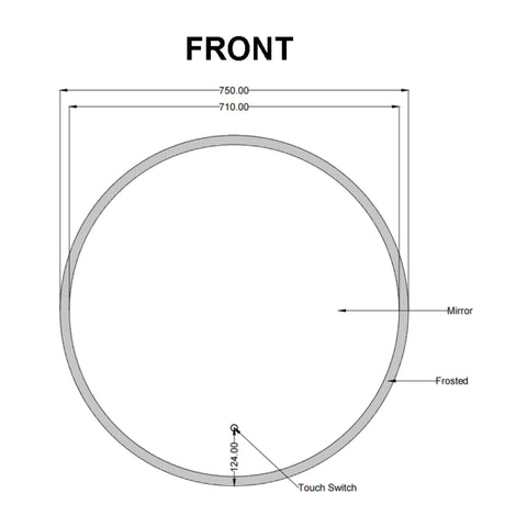 Aqua Perla - Carysil Round 3 Color Lighting Frontlit LED Mirror Touch Sensor Switch Defogger Pad 750mm