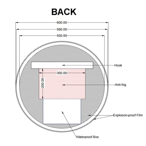 Aqua Perla - Carysil Round 3 Color Lighting Backlit LED Mirror Touch Sensor Switch Defogger Pad Wall Mounted 600mm