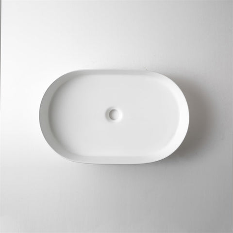 Claya - Pill-58-fluted-MW Pill Shaped Basin, Matte White