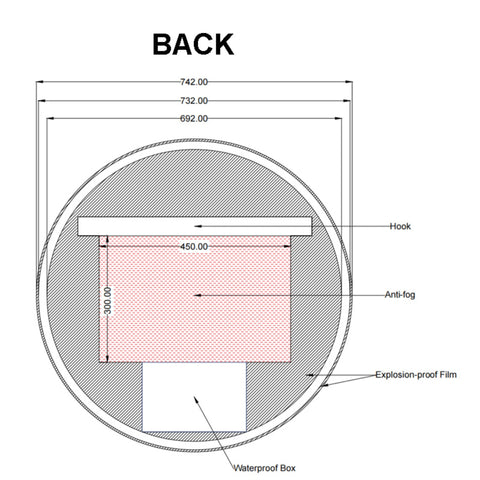 Aqua Perla - Carysil Round 3 Color Lighting Black Framed LED Mirror Touch Sensor Switch Defogger Pad 750mm