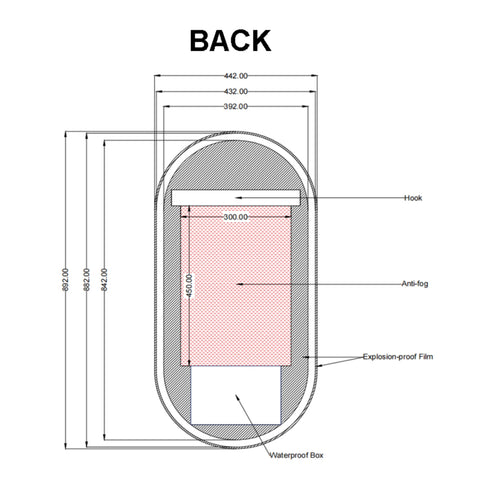 Aqua Perla - Carysil Oval 3 Color Lighting Black Framed Backlit LED Mirror Touch Sensor Switch Defogger Pad 450*900mm