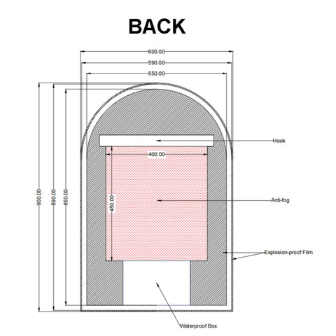Aqua Perla - Carysil Arch 3 Color Lighting Backlit LED Mirror Touch Sensor Switch Defogger Pad 600*900mm