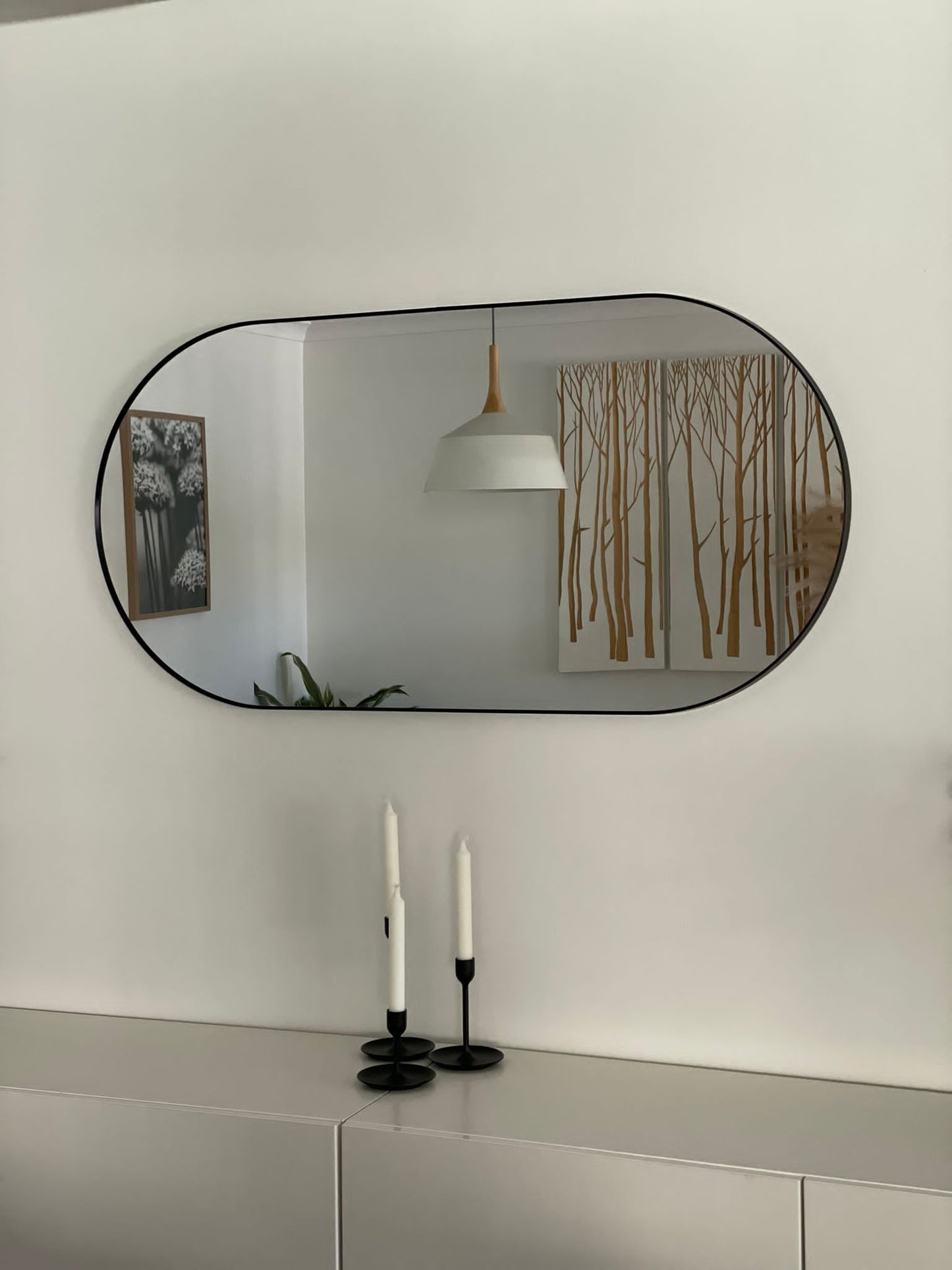 Ebony & Flo - Odes Black Pill Shape Mirror 50 x 100cm
