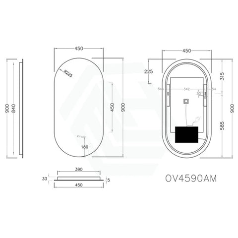 POSEIDON - Olivia Back Lit LED Mirror 450mm or 600mm