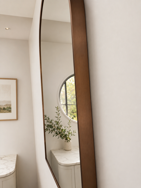 Aqua Perla - Brushed Copper Framed Rectangle Plain Mirror 1500*800mm