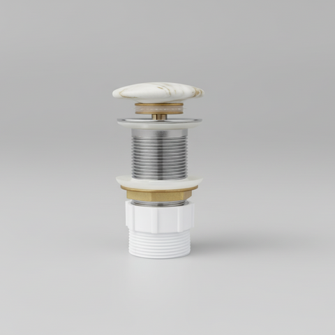 Claya - Matte Carrara Pop-Up Waste, 32mm Non-Overflow Ceramic Cap