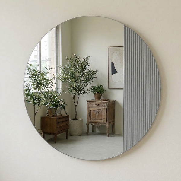 Halo - Round Frameless Fluted Feature Mirror 90cm