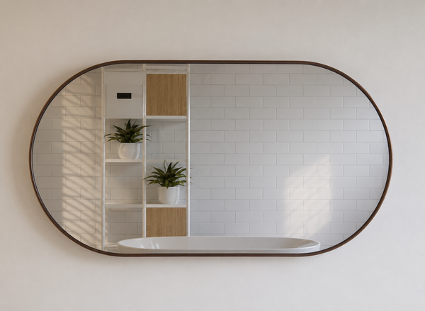 Aqua Perla - Brushed Copper Framed Oval Plain Mirror 1500*800mm