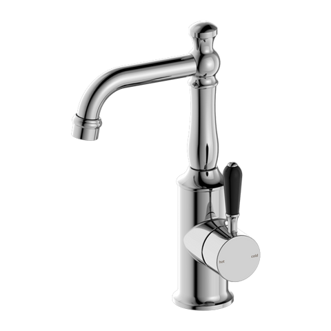 Nero - York Basin Mixer With Black Porcelain Lever