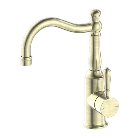 Nero - York Basin Mixer Hook Spout With Metal Lever