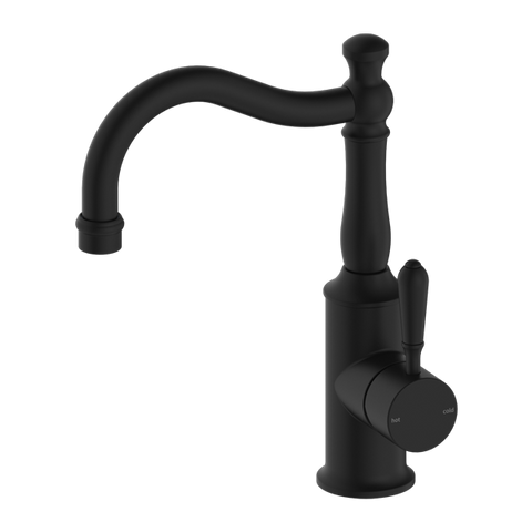 Nero - York Basin Mixer Hook Spout With Metal Lever