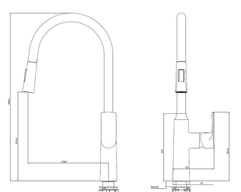 Fonix  - Pullout kitchen Mixer Tap Matte Black