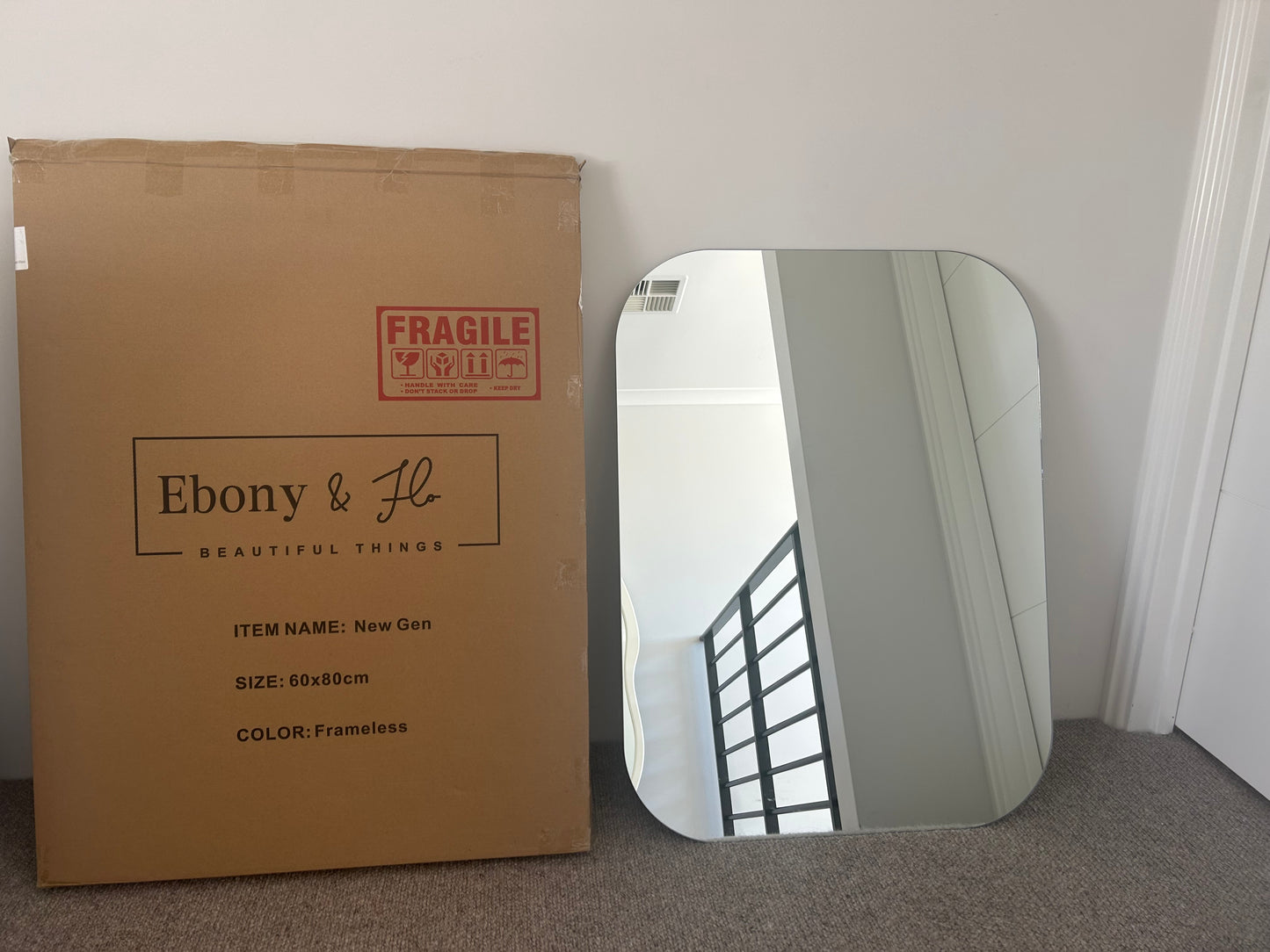 Ebony & Flo - New Gen Round Cornered Rectangle Mirror (Glue to the Wall)