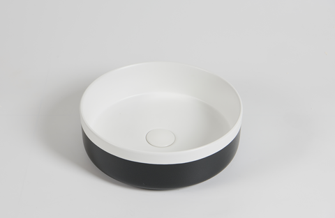 Claya - Colour Plus-37 Round Basin, Matte Black / Matte White