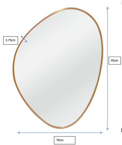 PRE ORDER Oolong - Irregular shape pebble mirror Gold 70cm x 95cm
