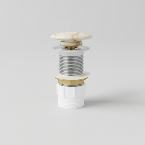 Claya - Gloss Carrara Pop-Up Waste, 32mm Non-Overflow Ceramic Cap