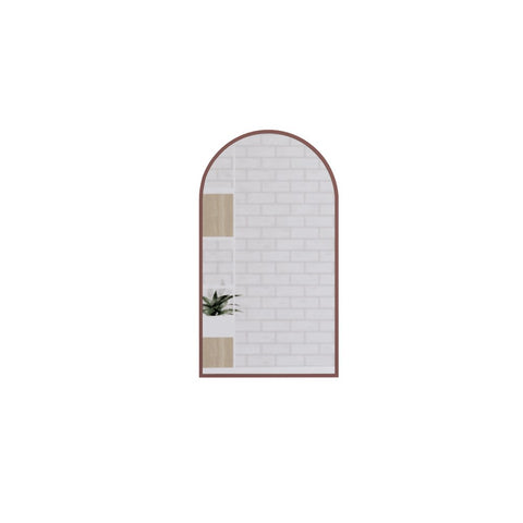 Aqua Perla - Brushed Copper Framed Arch Plain Mirror 450*800mm