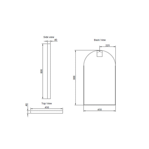 Aqua Perla - Brushed Copper Framed Arch Plain Mirror 450*800mm