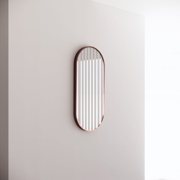 Aqua Perla - Brushed Copper Framed Oval Plain Mirror 900x450mm