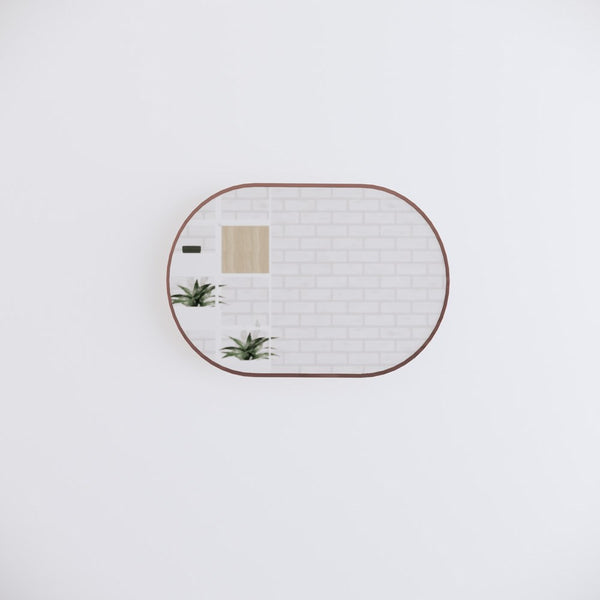 Aqua Perla - Brushed Copper Framed Oval Plain Mirror 900x600mm